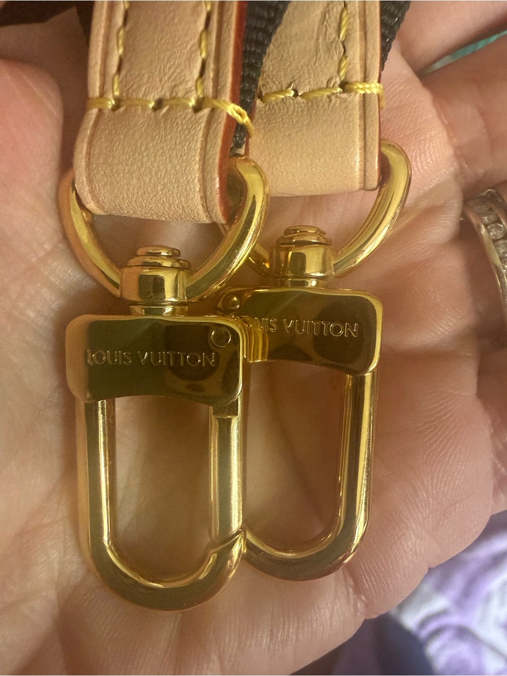Louis Vuitton Beige and Pink Bandolier Guitar Shoulder Strap with Gold Hardware - Picture 7 of 7